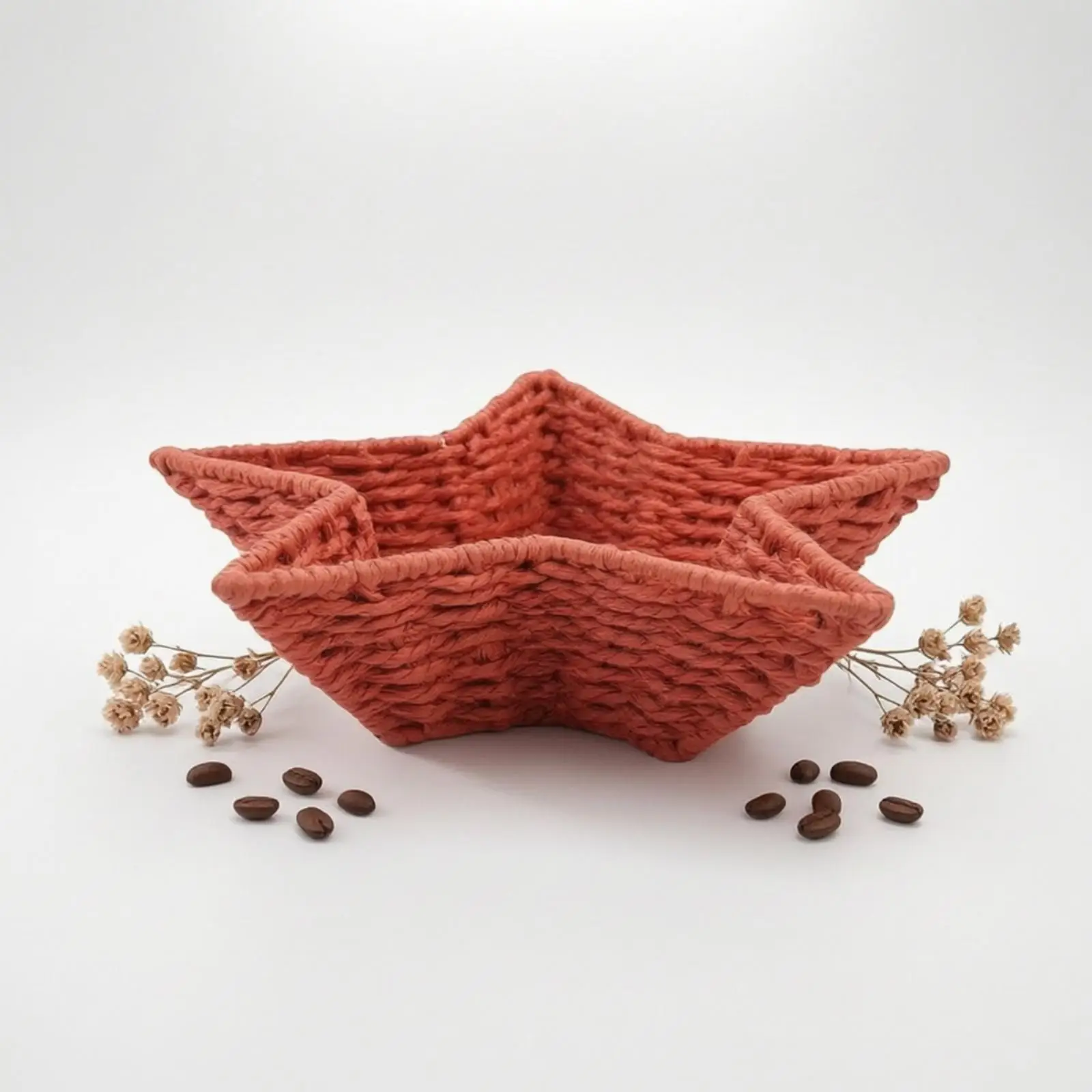 Rustic Handwoven Paper Rope Star Tray Storage Basket for Dining Table Decor Jewelry Display Organizer
