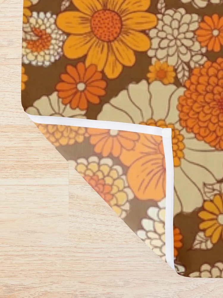 70s retro daisies, vintage flower power, orange and brown, boho, Shower Curtain For Bathroom Shower Waterproof Shower Curtain