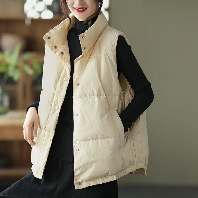 المرأة أسفل سترة قصيرة 90 الأبيض بطة ريشة أكمام البخاخ صدرية الشتاء معطف دافئ امرأة أصابع النساء VT-360