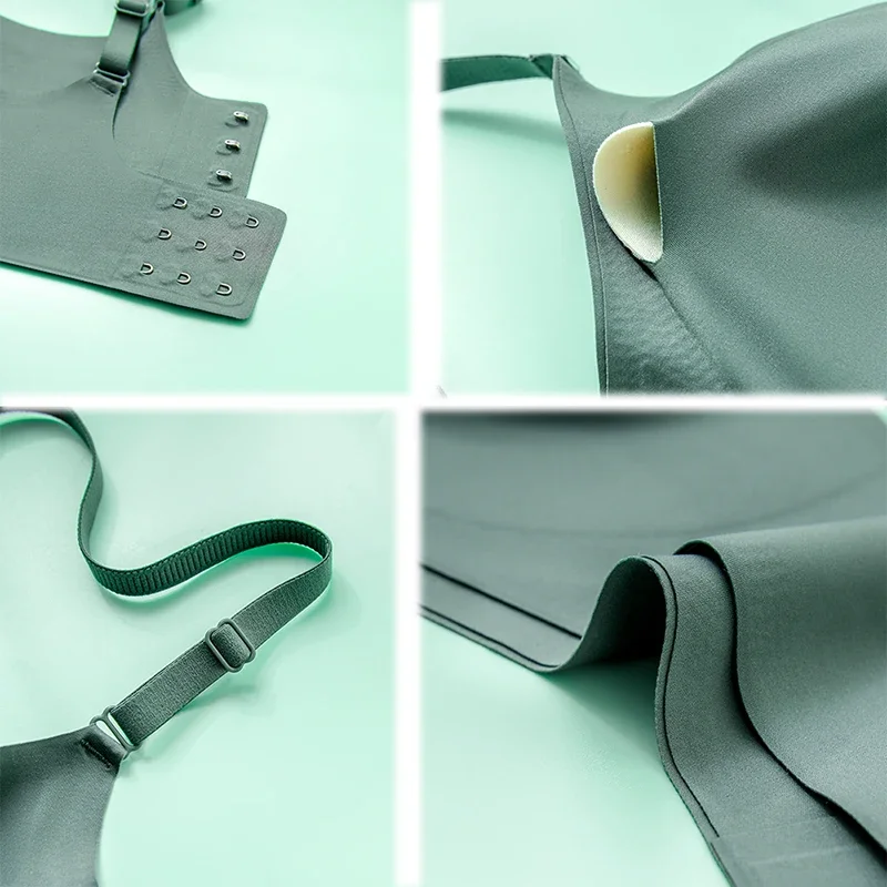 New Latex Seamless Underwear Women No Steel Ring Lace Tube Top Gathered Sports Pure Color Bra Breastfeeding Anti-sagging Bra