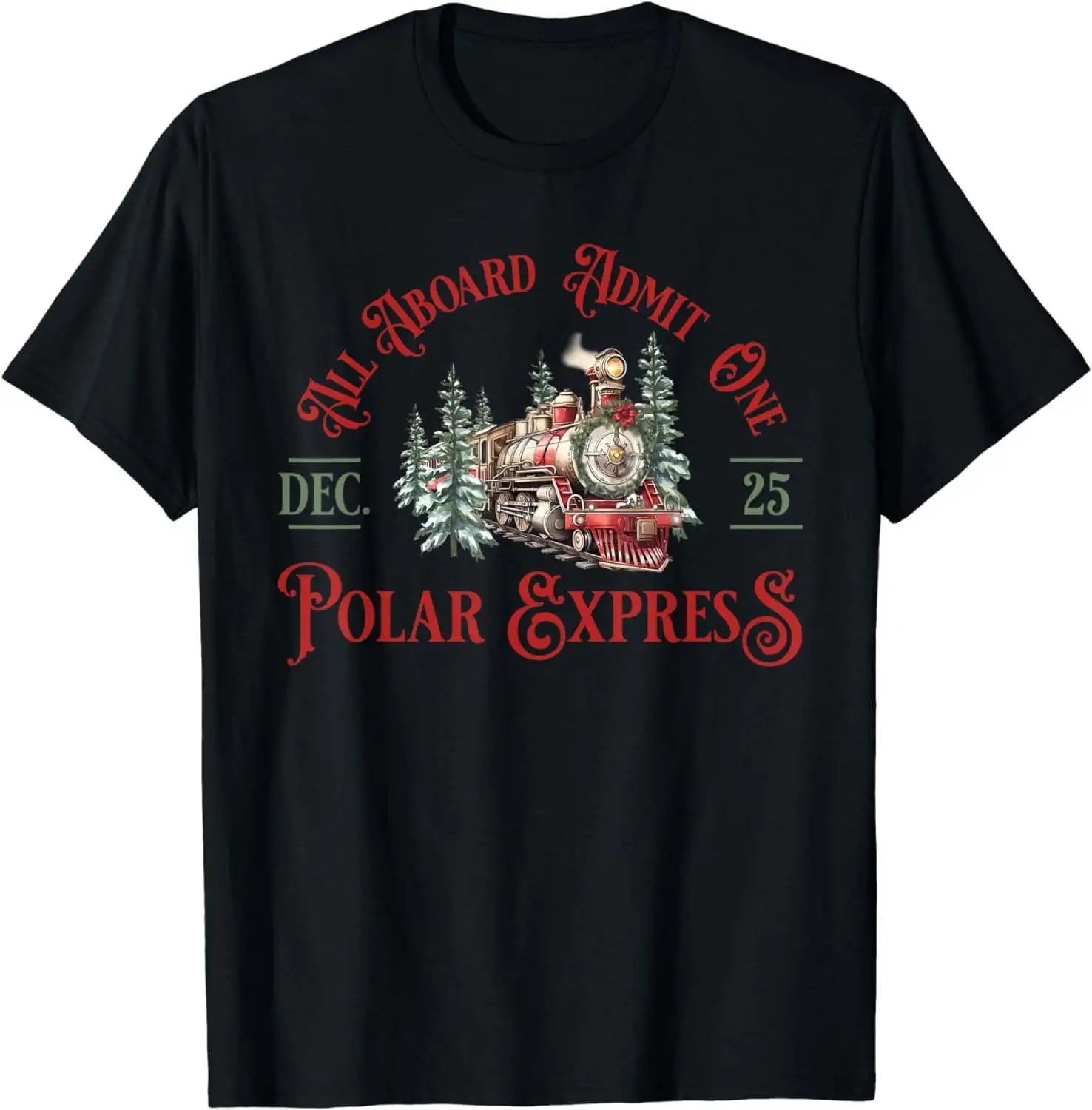 Retro North Pole Polar Express All Abroad Family Matching T-Shirt