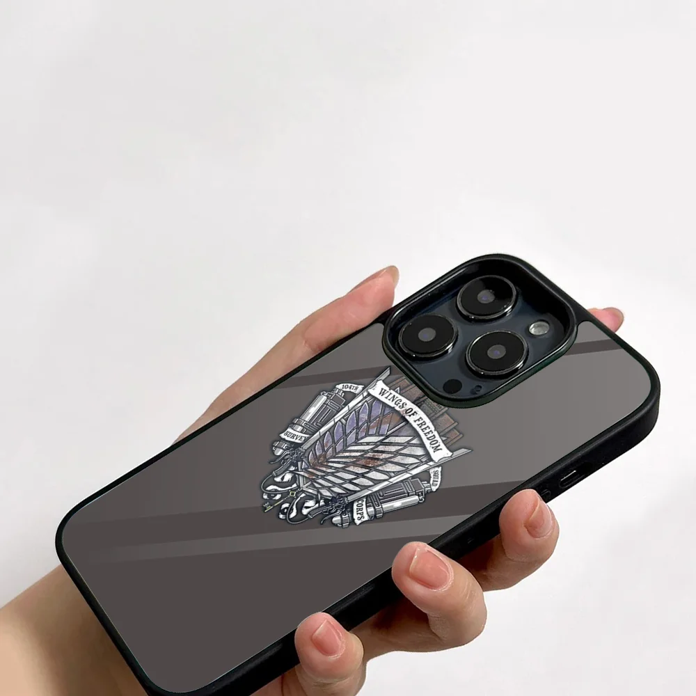 Attack On Titan Anime Wings Of Liberty Phone Case For IPhone 11 12 13 14 15 16 Plus Pro Max Mirror Acrylic PC TPU Cover