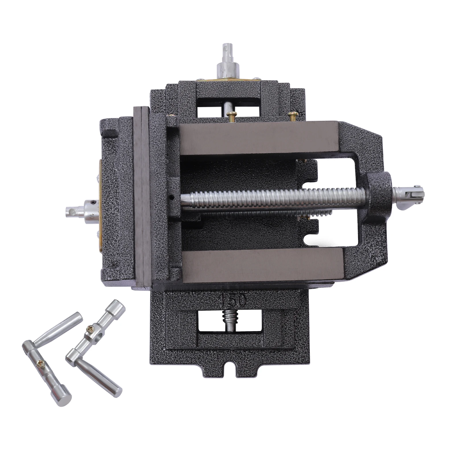 High-Quality Bench Vise with Removable Jaws, Bi-Directional Movement, Strong Steel Clamping, and Easy Installation for Drilling