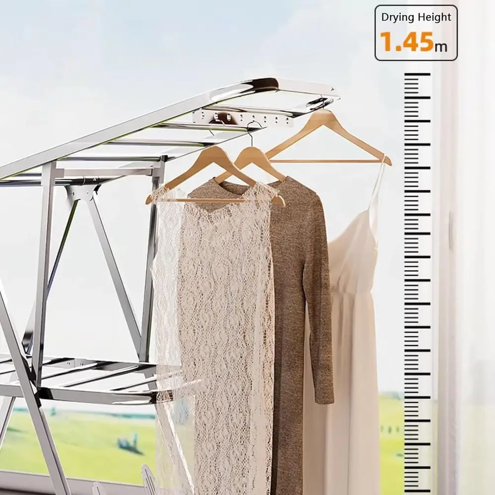 Compact Folding Clothes Drying Rack, 1.6m Tall, Space-Saving Indoor Hanger Stand
