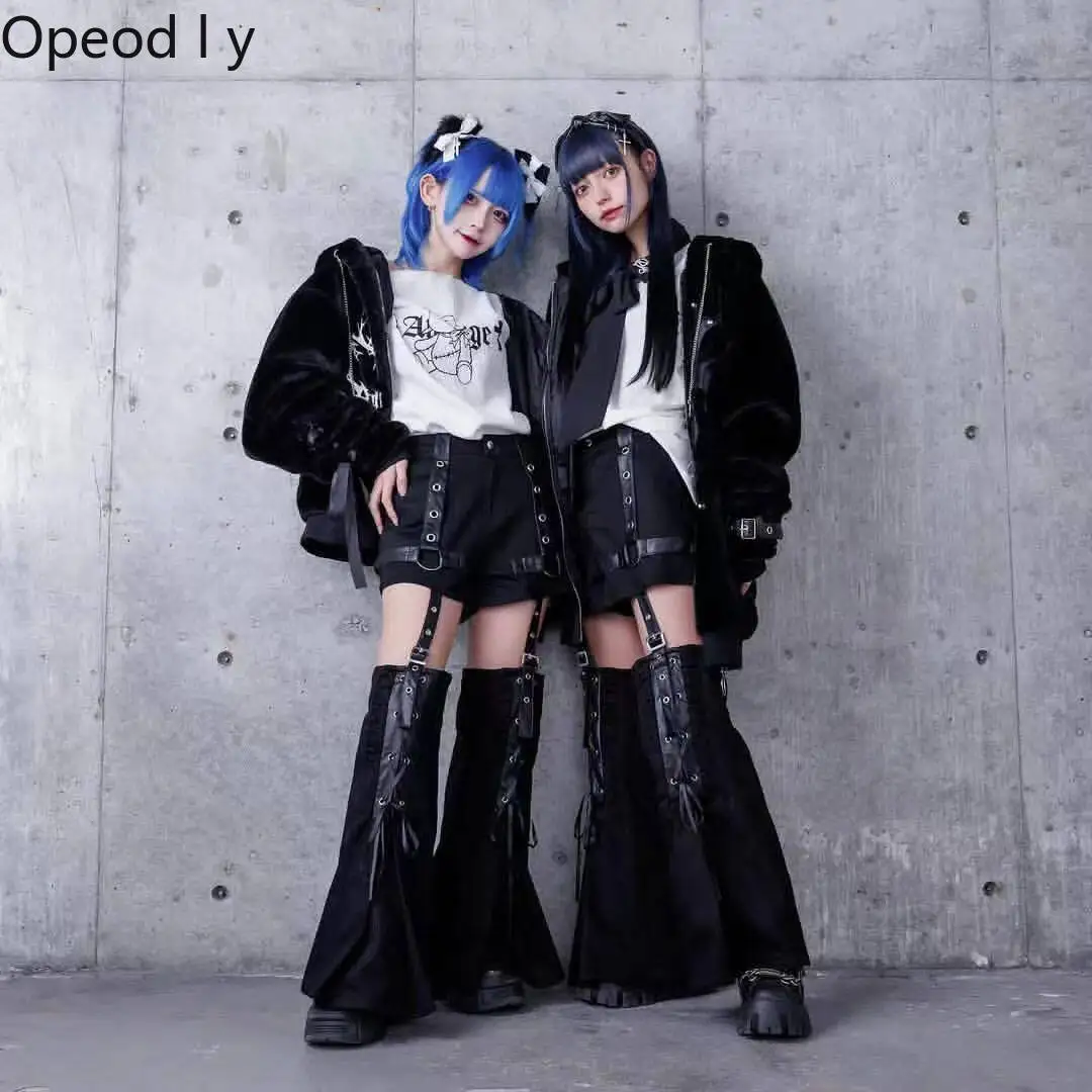 

Japanese Subculture Harajuku Shorts Leg Cover Two-piece Set Spring and Summer New Goth Style Sweet and Cool Girl Loose Shorts
