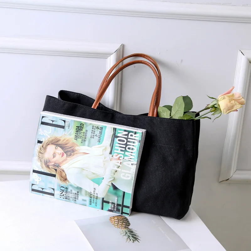 Borsa da donna Koren Canvas Casual Tote Bag di alta qualità borse a tracolla ad alta capacità borse e borsette borsa semplice per ragazze semplice