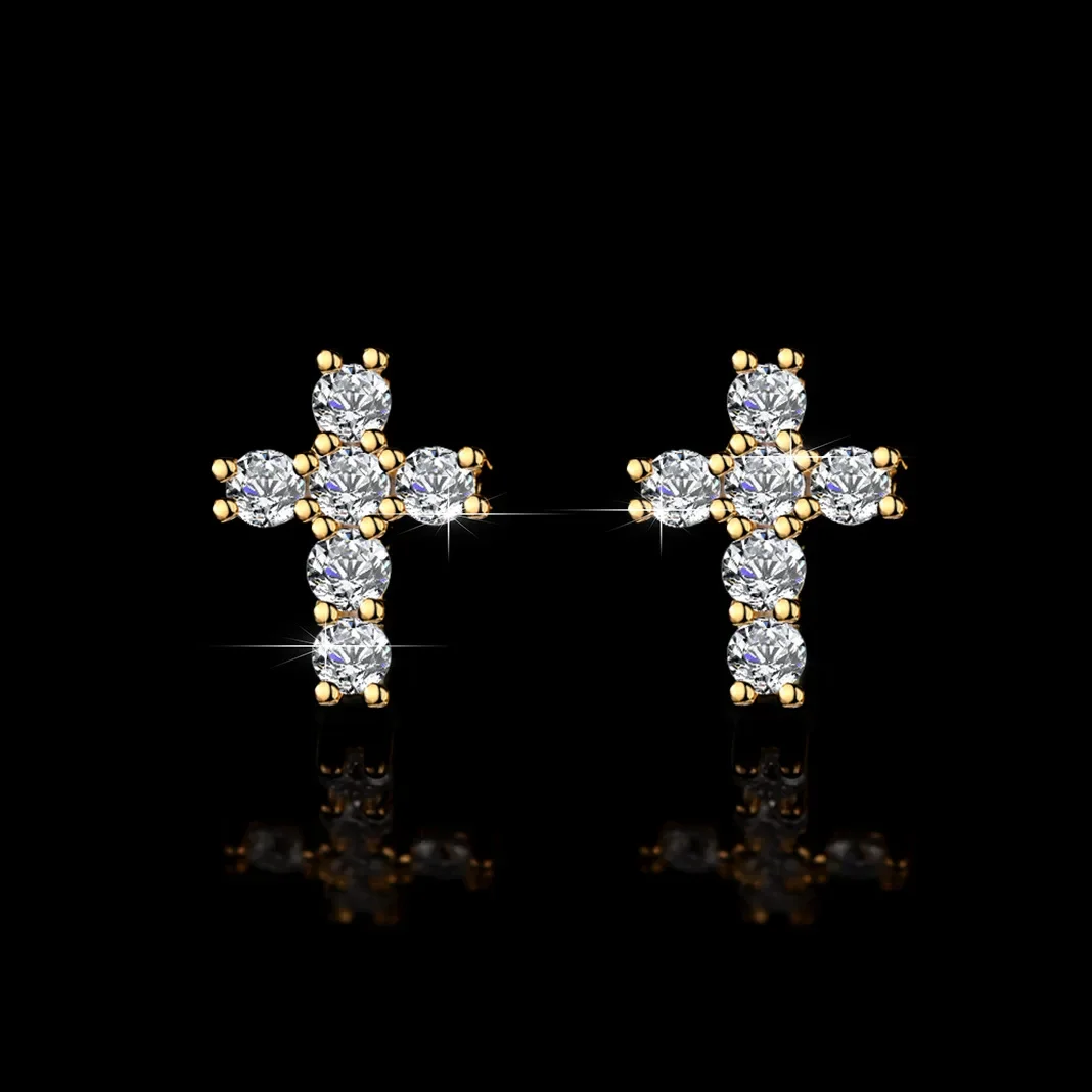 PT950 Platinum D Color VVS1 Diamond Earrings 18K Gold Moissanite Stud Earrings Geometric Frame Jewelry Gift for Girlfriend