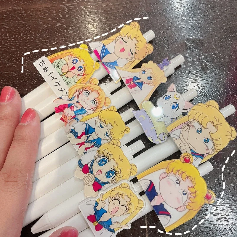 Sailor Moon cartoon acrylic mini stand shape press pen student must-have quick-drying black signature pen for writing questions