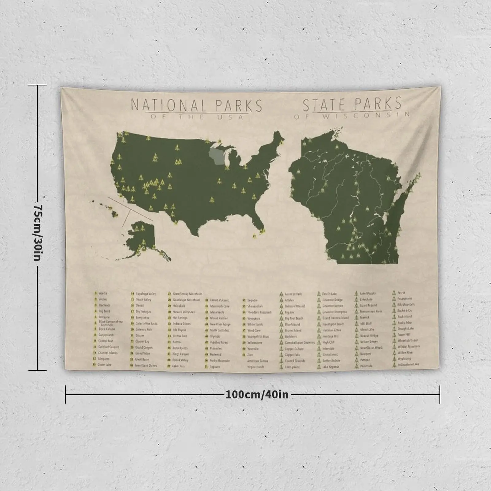 US National Parks - Wisconsin Tapestry Cute Room Decor Wall Decorations Decor For Room Home Decorators Tapestry