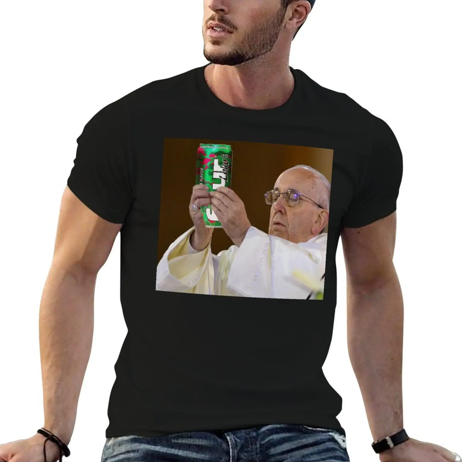 The Pope Four Loko T-Shirt summer top oversizeds mens cotton t shirts