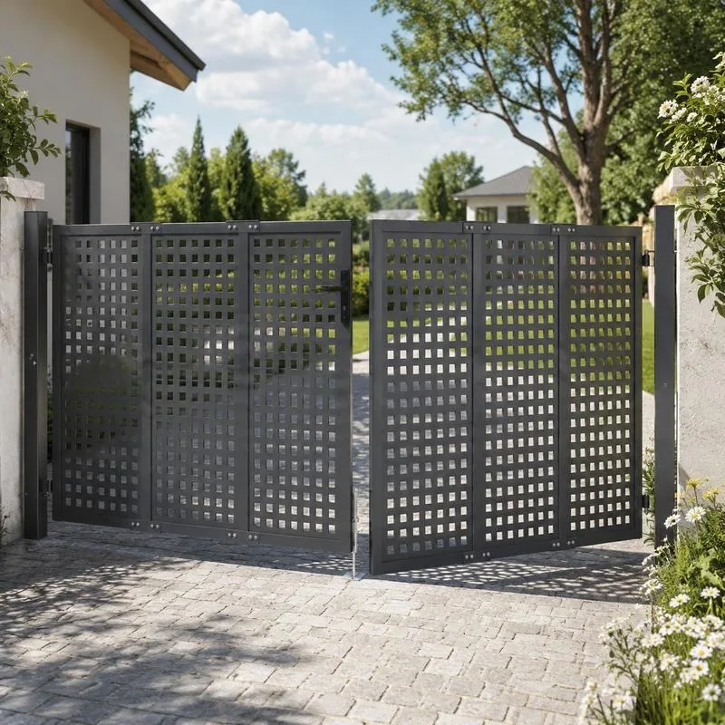 Gartenzaun aus massivem Stahl 300 x 150 cm mit dickem Schweißgitter, sicherem Schließsystem und Griff, stabile korrosionsbeständige Konstruktion, einfache Montage, klassische dekorative Zaunlösung