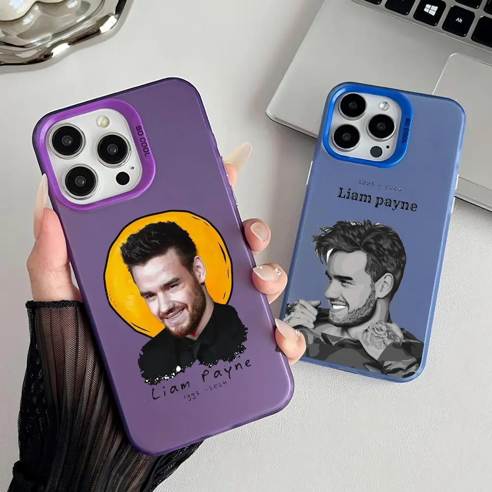 Funda para Teléfono Singer L-Liam Payne, Funda Mate con Efecto Aurora Láser para iPhone 17 16 15 14 13 12 11 Pro Max Air, Carcasa Antigolpes