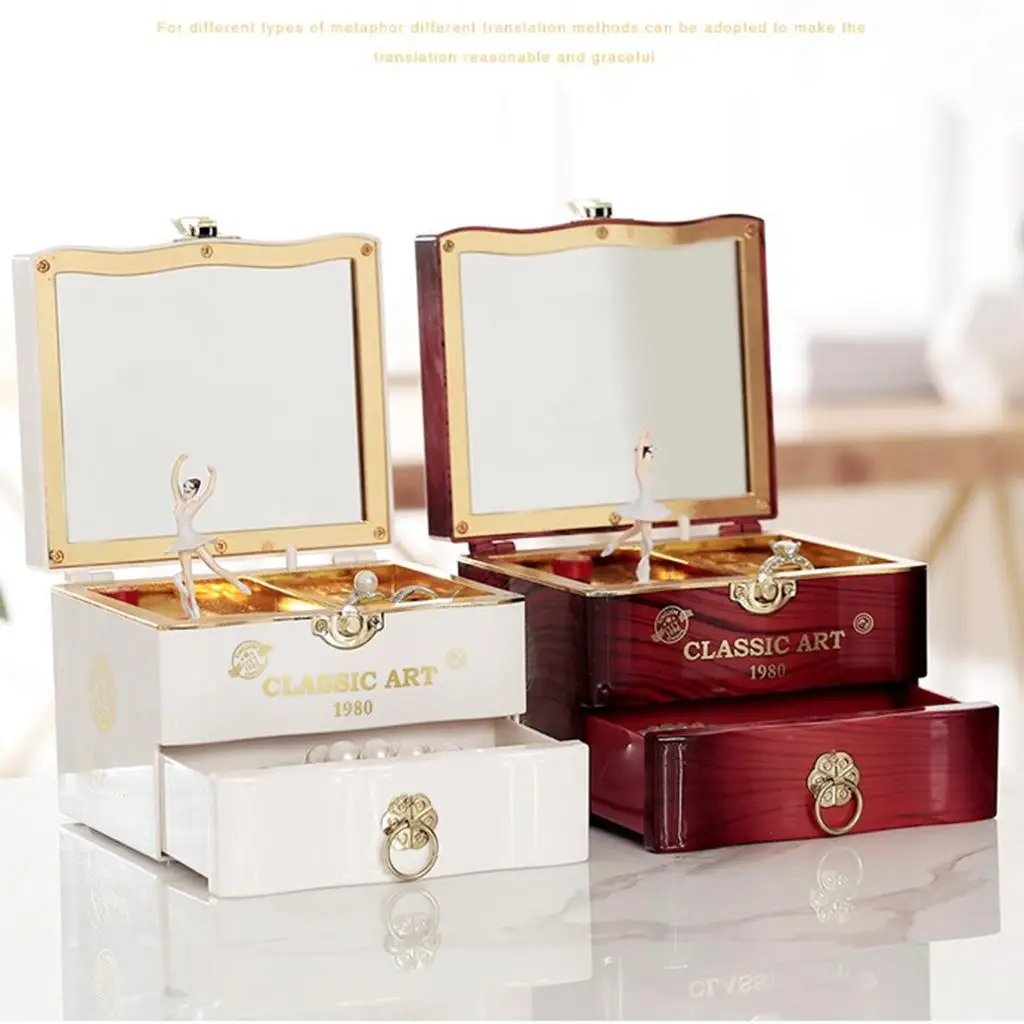 Handmade Retro Hand Crank Music Box Classical Musical Jewelry Box Gift for Birthday Christmas Valentine's Day
