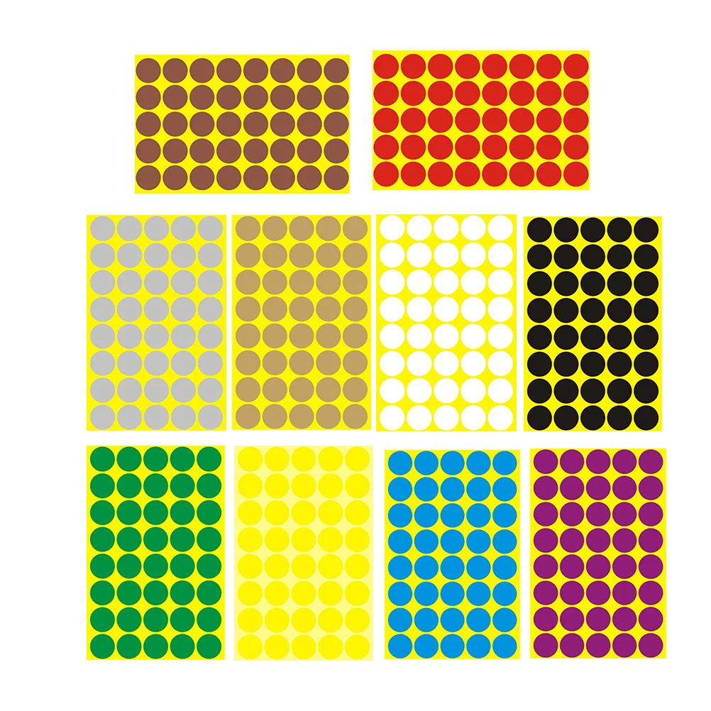 10 أوراق ملصقات لاصقة مستديرة ملونة ذاتية اللصق 25 مللي متر ملصقات نقطة قابلة للإزالة لوضع علامات على الأسعار مكتب تنظيم المنزل #6