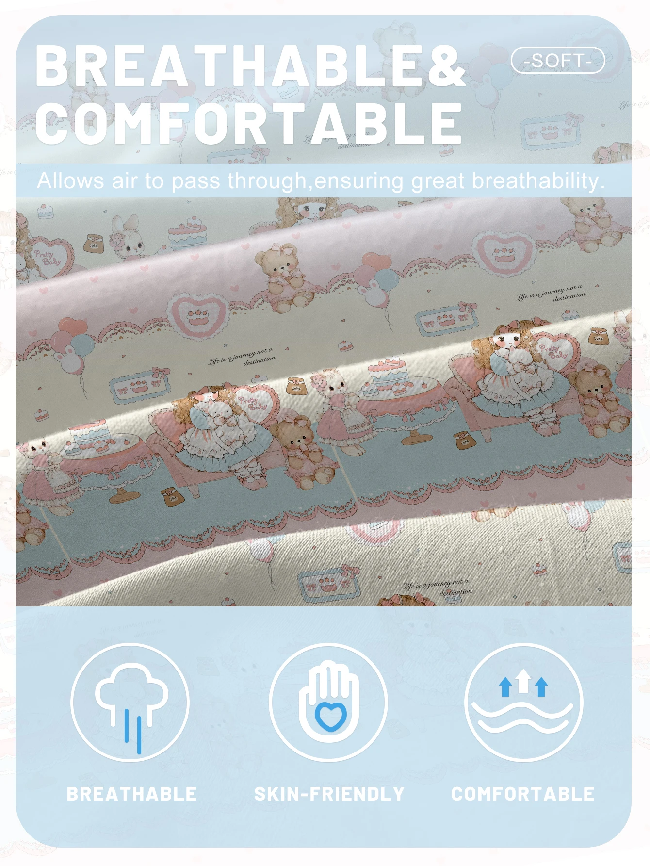 1 ورقة جاهزة غير لامعة مطبوعة على شكل دب صغير ودمية كرتونية لطيفة، غطاء سرير مطبوع لغرفة النوم، سرير (باستثناء أكياس الوسائد)