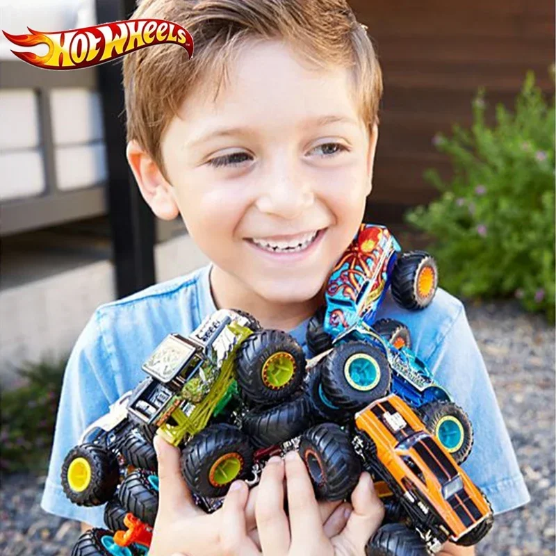 Original Hot Wheels Monster Trucks Maker Diecast 1:64 Big Foot Giant Car Assemblable Metal Model Collection Kids Toys Boys Gift