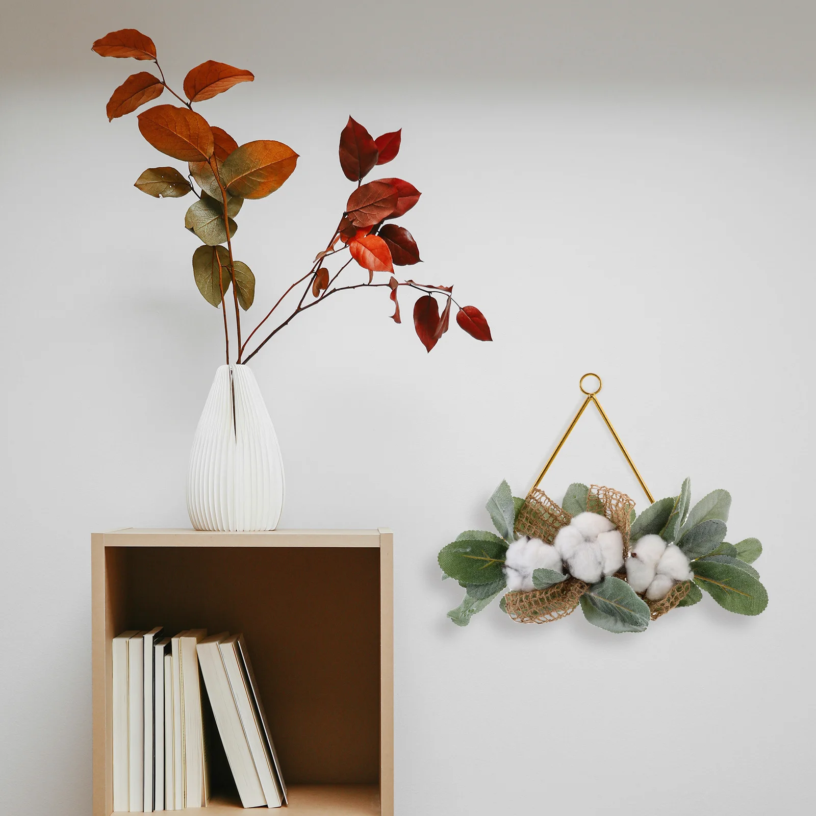 

Artificial Leaf Wreath Hanging Cotton Wreath Decor Holiday Party Garland Elegant Home Wedding Christmas Decoration