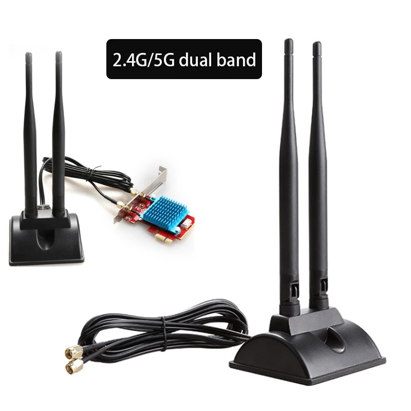 Antenne externe double bande 2.4G/5G pour carte réseau sans fil, extension SMA 6DBi AC/Humanity, amplificateur Wifi