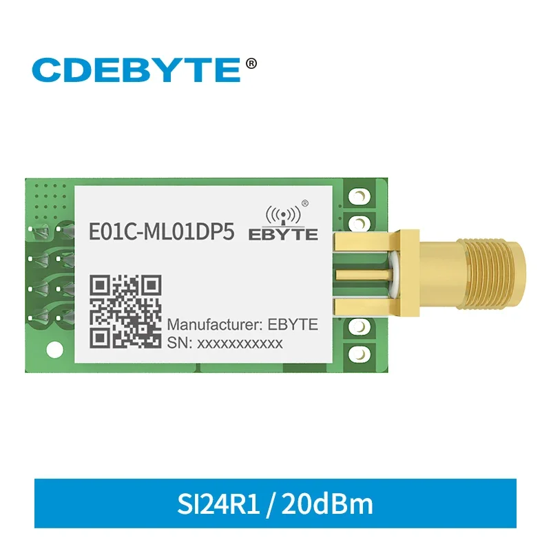 2.4GHz Si24R1 PA LNA rf SPI Module 100mW 20dBm E01C-ML01DP5 CDEBYTE 2.5km Long Range Wireless Transmitter and Receiver nRF24L01+