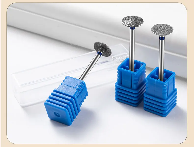 Diamond Nail Grinding Heads for Electric Drills Removable Polish/Cuticle Trim Bits Professional Manicure Pedicure Tool Flat Disk