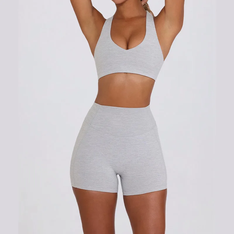 ملابس داخلية رياضية جديدة عبر الحدود، رسن، ملابس يوجا عارية، سراويل يوجا سريعة الجفاف للياقة البدنية في الهواء الطلق، مجموعة ملابس يوجا للنساء #6