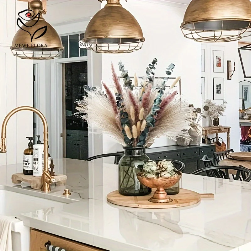 55 قطعة Pampas أنيقة المجففة زهرة الأرنب الذيل باقة بوهو المنزل زهرية حديقة ديكور زهرة اصطناعية الأوكالبتوس الزفاف الديكور