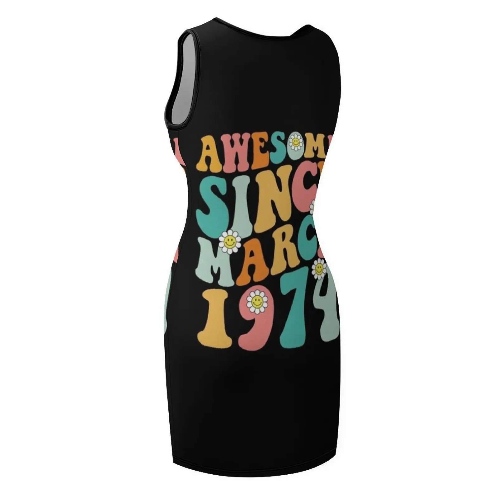 رهيبة منذ مارس 1974 صنع في عام 1974 فستان صيفي رائع لعيد الميلاد بدون أكمام ملابس نسائية صيفية فستان عيد ميلاد #5