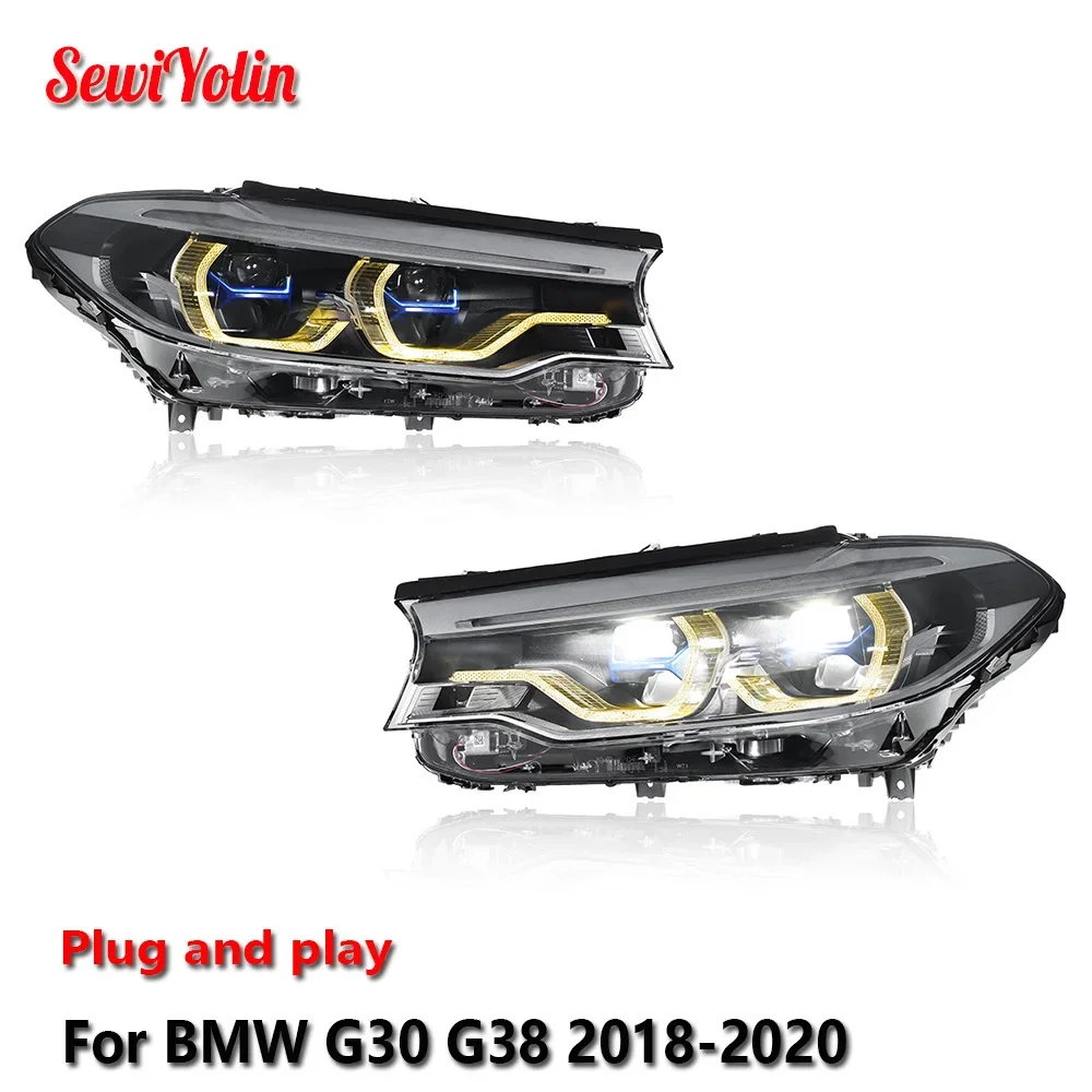 

Car LED Headlight Assemblies For BMW 5 G38 G30 2018-2020 Yellow And White DRL Auto Fog DRL Brake Turn Signal Lamp Plug And Play