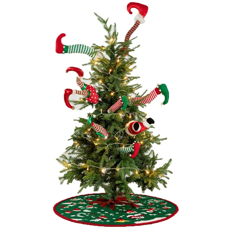 

Набор украшений для рождественской елки 0,9/1,2/1,5/1,8 м, ножки эльфа, украшение для рождественской елки, гостиная, домашний декор, вечеринка в помещении, праздник