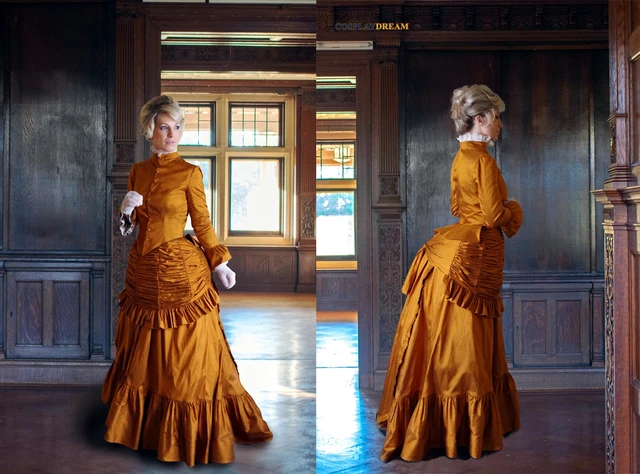 Victorian Lady Edwardian Dress Medieval Victorian Gothic Evening Dress Victorian Gold Bustle Gown Dress Duchess Ball Gown Cosplay Costumes AliExpress