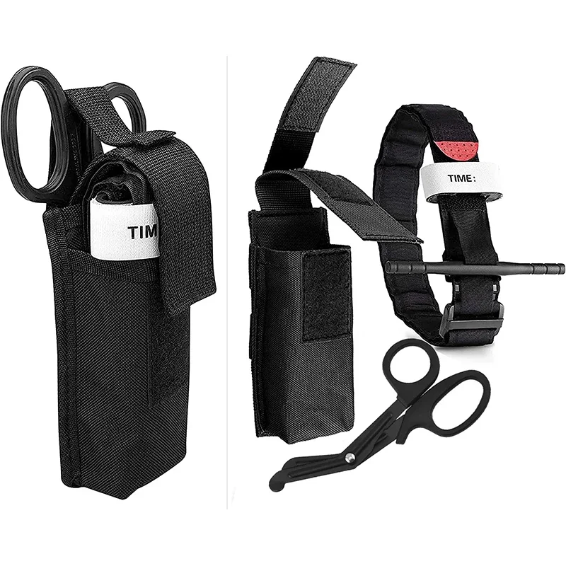 3pcs/set 1000D Molle Tourniquet Pouch Holder with Shear Tactical Pen Belt Trauma Medical Shear Pouch Set Survival Kit Travel