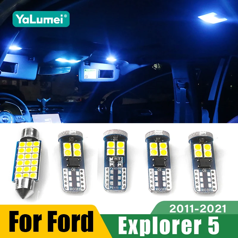 

Для Ford Explorer 5 2011 ~ 2022 2012 2013 2014 2016 2017 2018 2020 2021 5 шт. Автомобильные светодиодные лампы Внутренняя лампа Аксессуары для освещения багажника
