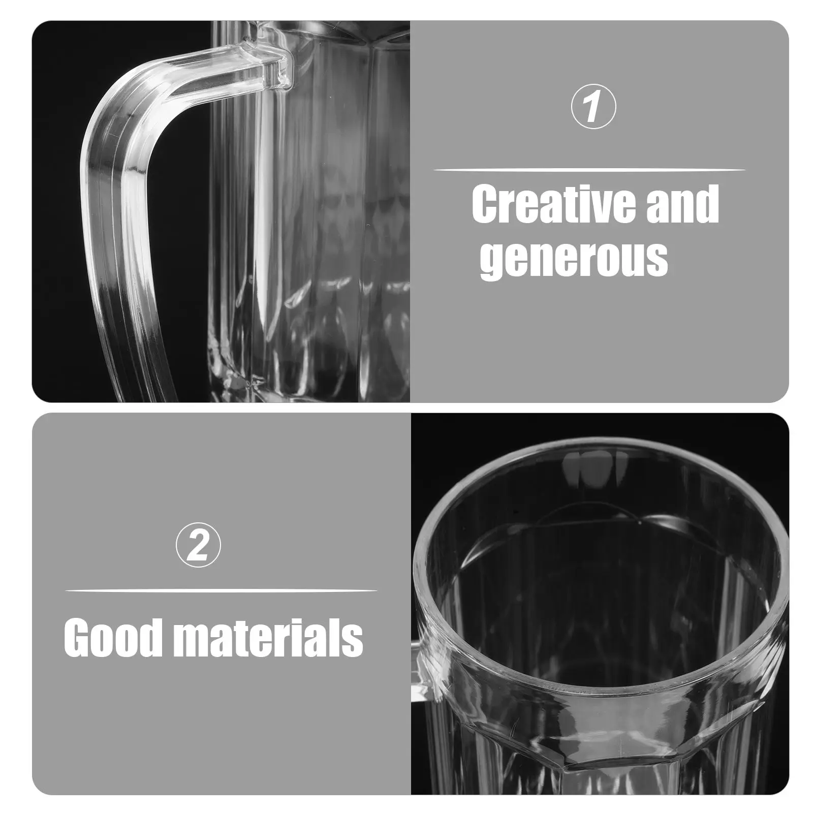 Tazze da birra in acrilico Tazze in plastica ad alta trasparenza con manico Tazza da acqua in materiale premium per feste in ristorante a casa