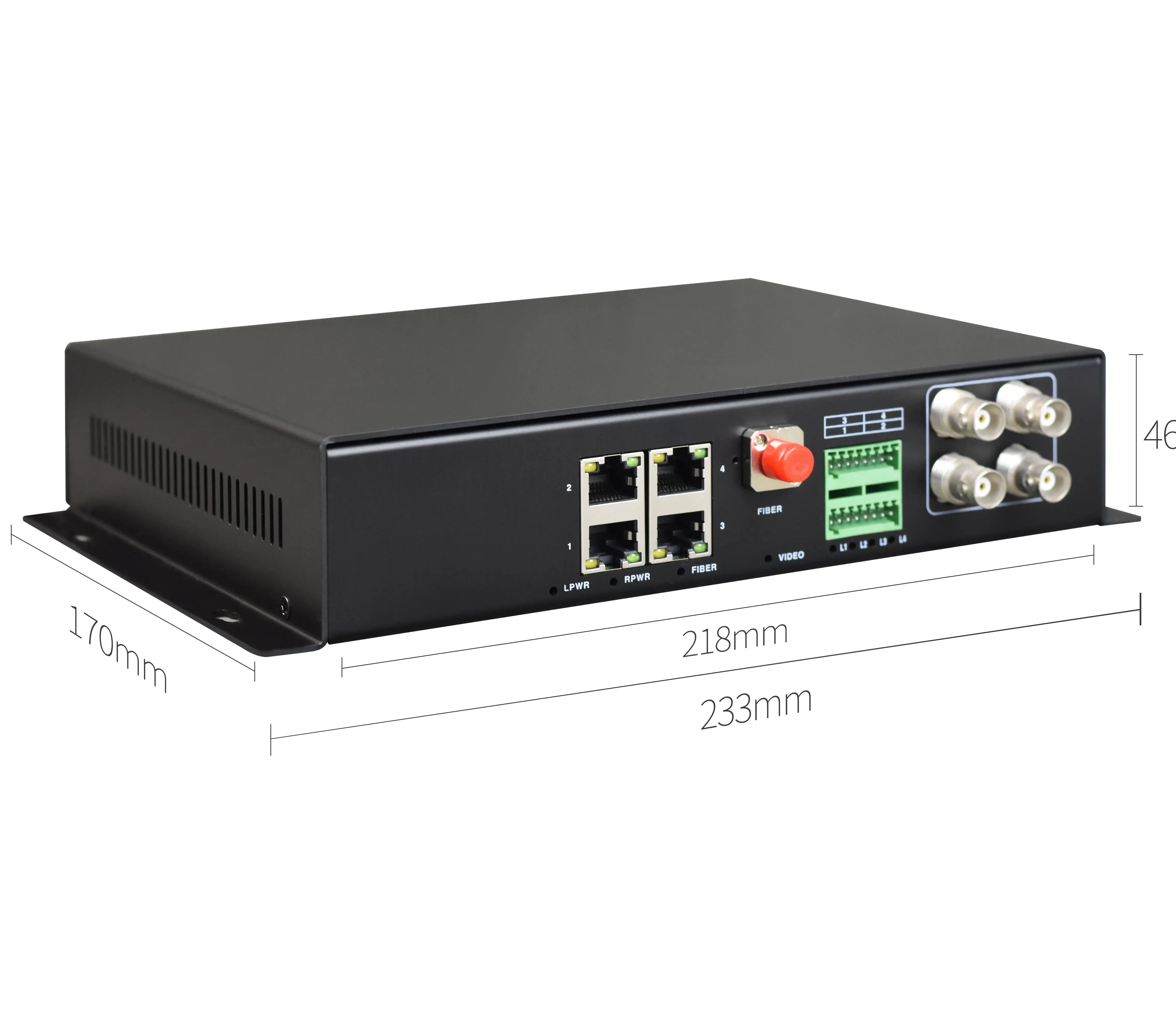 Multi-service Video Multiplexer 4-Channel 3G HD SDI to SC FC Fiber Optic Converter With Fast Ethernet and Serial Port