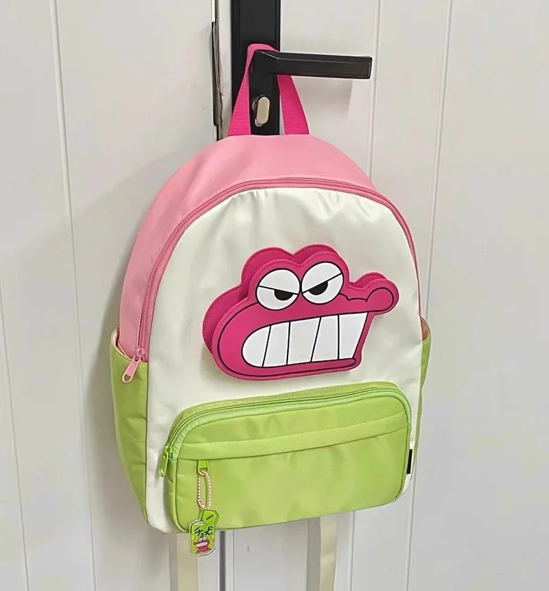 MINISO クレヨンしんちゃん バックパック かわいいワニさん ミスターカラー ブロックバックパック 大容量 学生漫画スクールバッグ ギフト かわいい