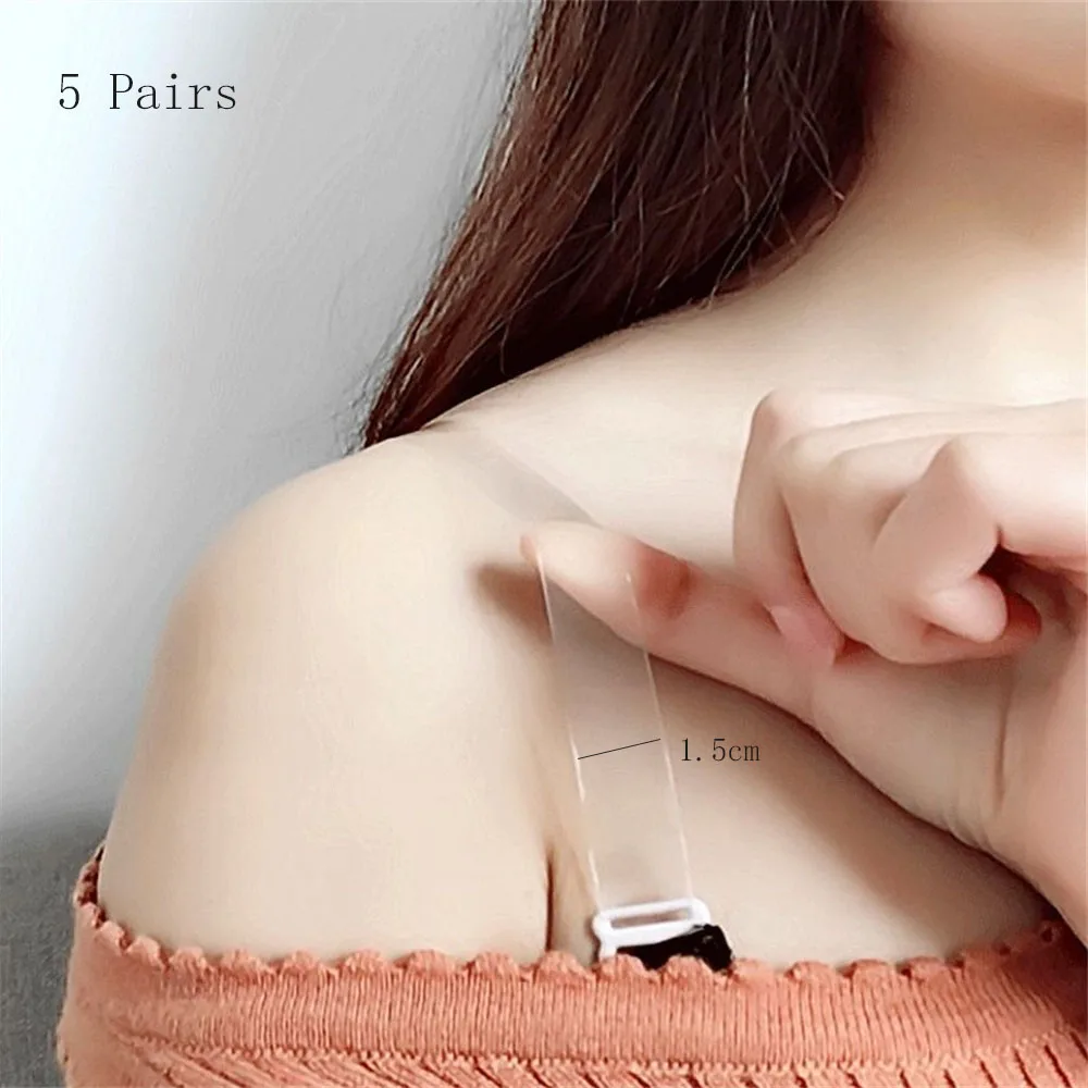 

5Pairs Invisible Bra Straps Transparent Detachable Adjust Shoulder Strap Women Elastic Silicone Bra Belt Underwear Accessories