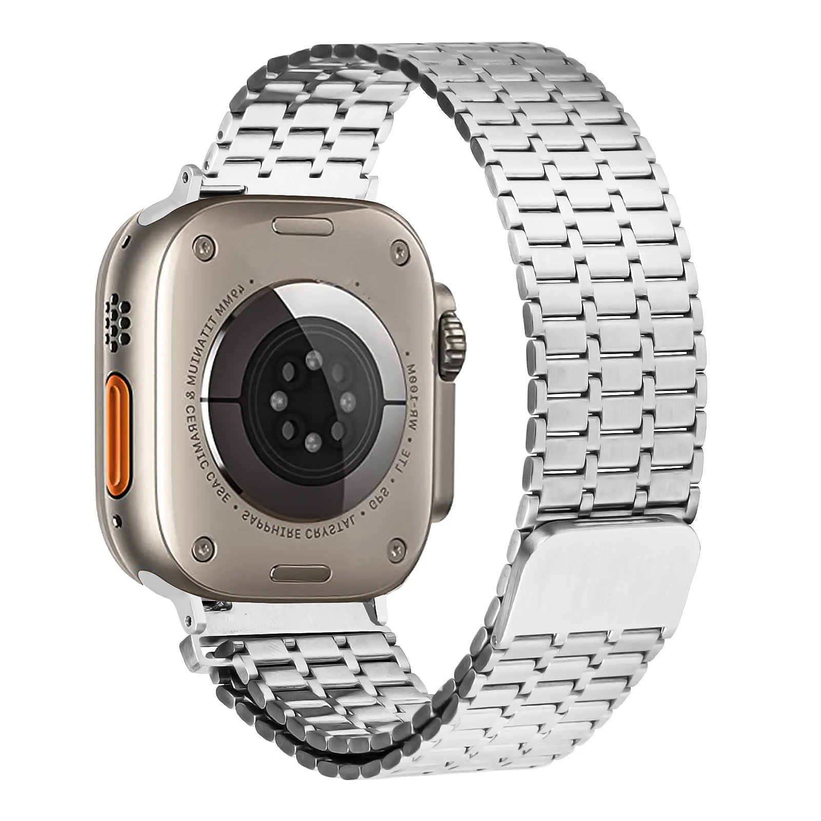 

Массовый магнитный ремешок для часов Apple Watch Series 10 Ultra 9 8 7 SE 6 5 4 3 2 1 46 мм 49 мм 45 мм 44 мм, 7 бусин серебристого цвета Sta
