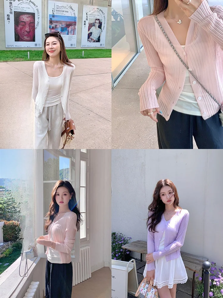 

Cheeseandkisses Cool Bitter Sweet Dopane Open Cardigan Simple V-ne Jaet Summer 2026 Women's Knittedwear een Fiber