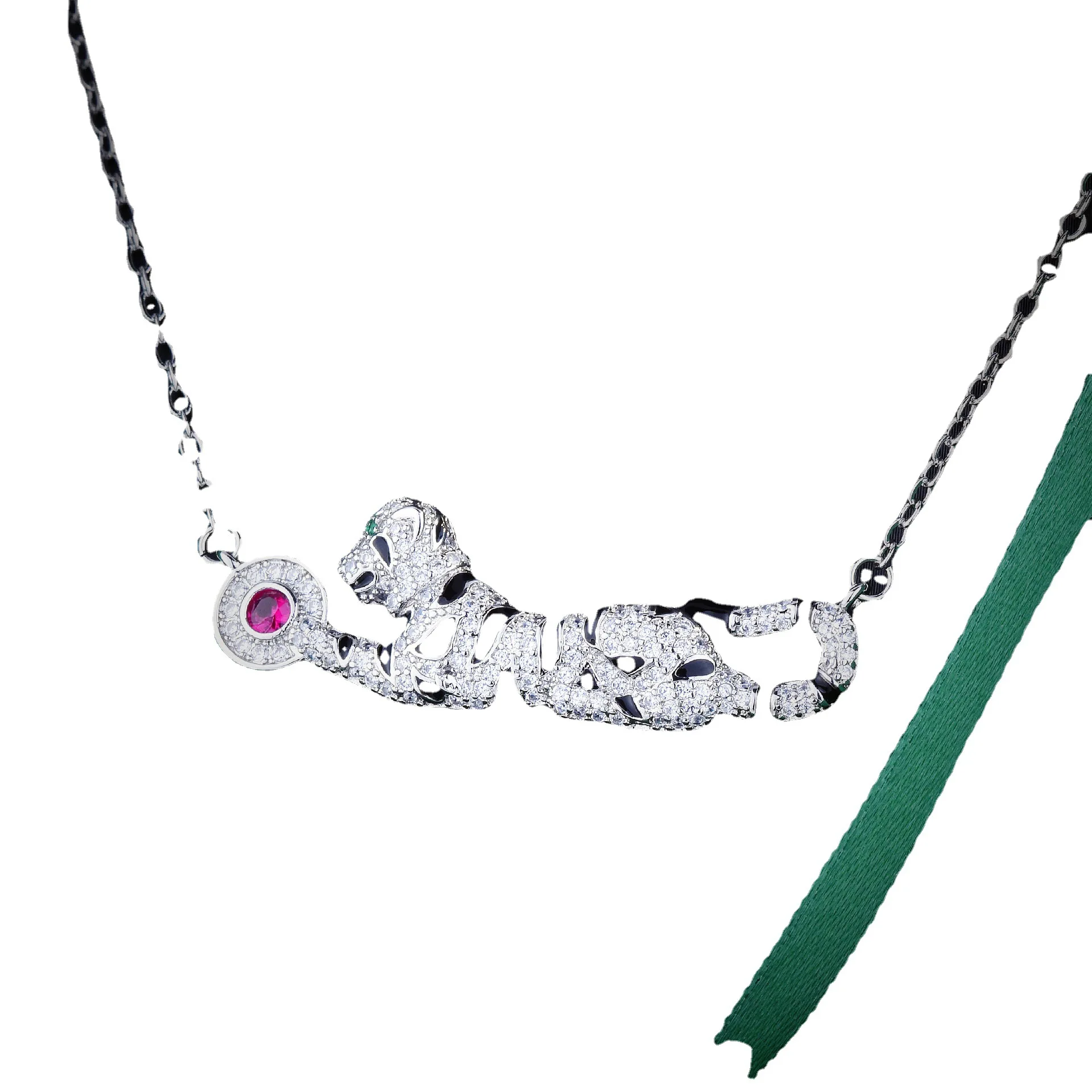 S925 Sterling Silver Leopard Necklace, Elegant Statement Piece