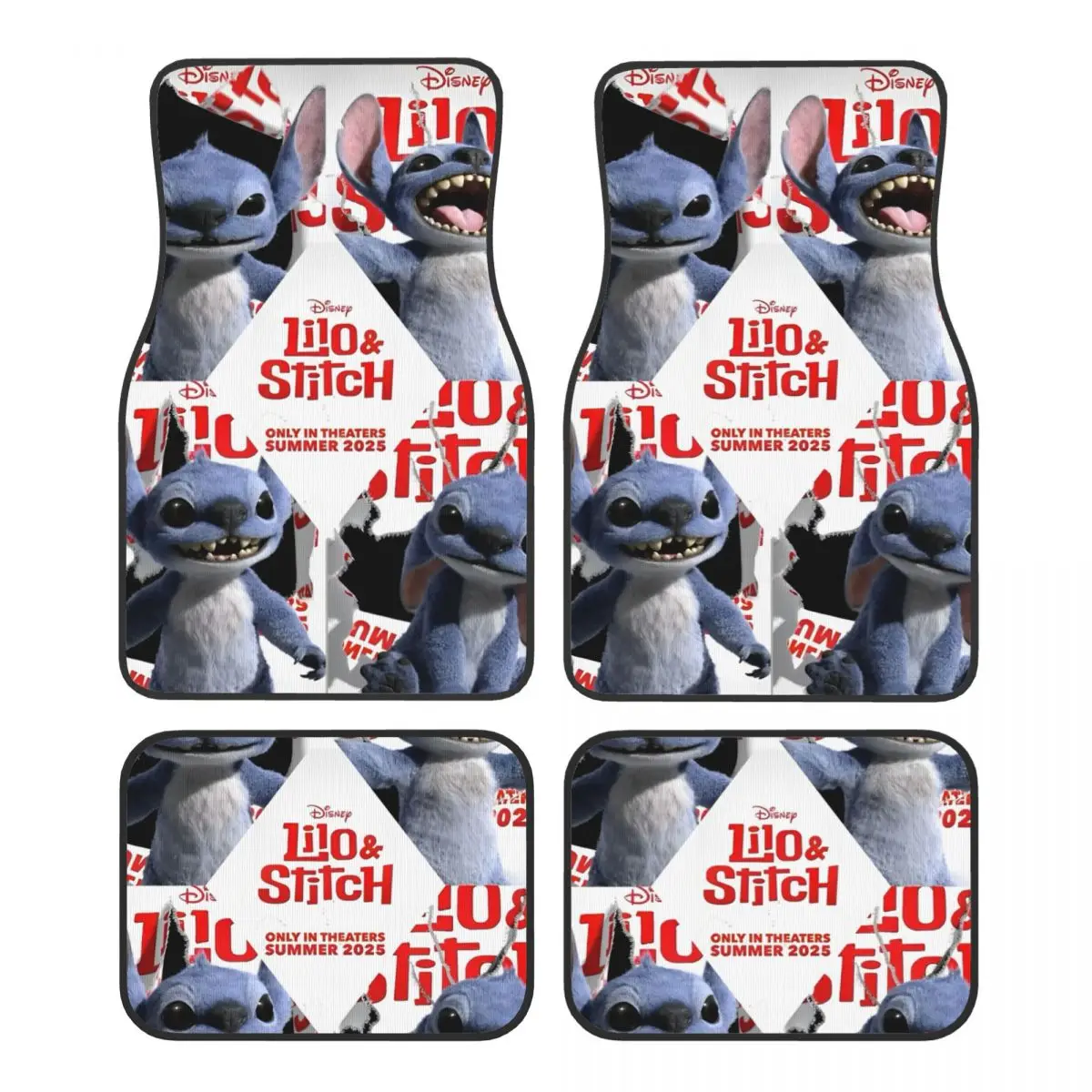 Lilo And Stitch 2025 Funny Movie Universal Fit Car Floor Mats Durable Car Carpet Mat Set of 4pcs with Anti-Slip Backing Fit
