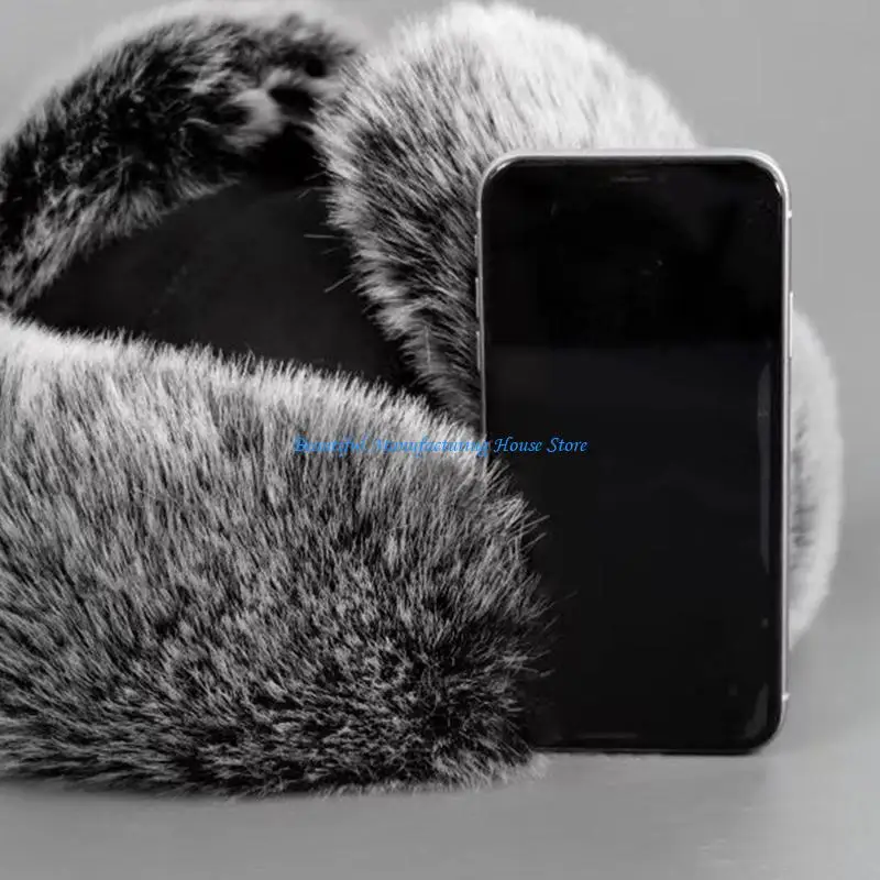E56A Unisex Furry Lined Trapper Hat Winter Earflap Hat for Men Women Skating Skiing 3
