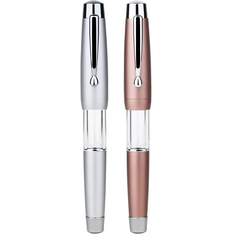 T2 Elastic Piston Fountain Pen Acrylic Metal Matte Boby EF/F/M/Bent Nib Large-Capacity Business Office Gift Ink Pen