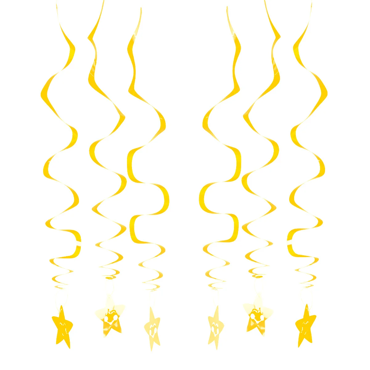 

6Pcs Star Spiral Hanging Decorations Gold Metallic Foil Swirls Party Wedding Birthday Festival Ceiling Hanging Ornaments