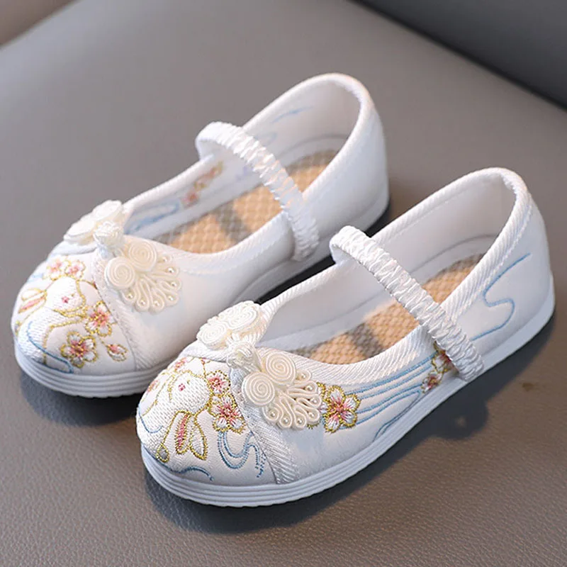 Baby Girl Loafers Chinese Style Festival Party Princess Shoes Girls Flats Shoes Embroidery Cloth Kids Shoes For Girl  CSH1436