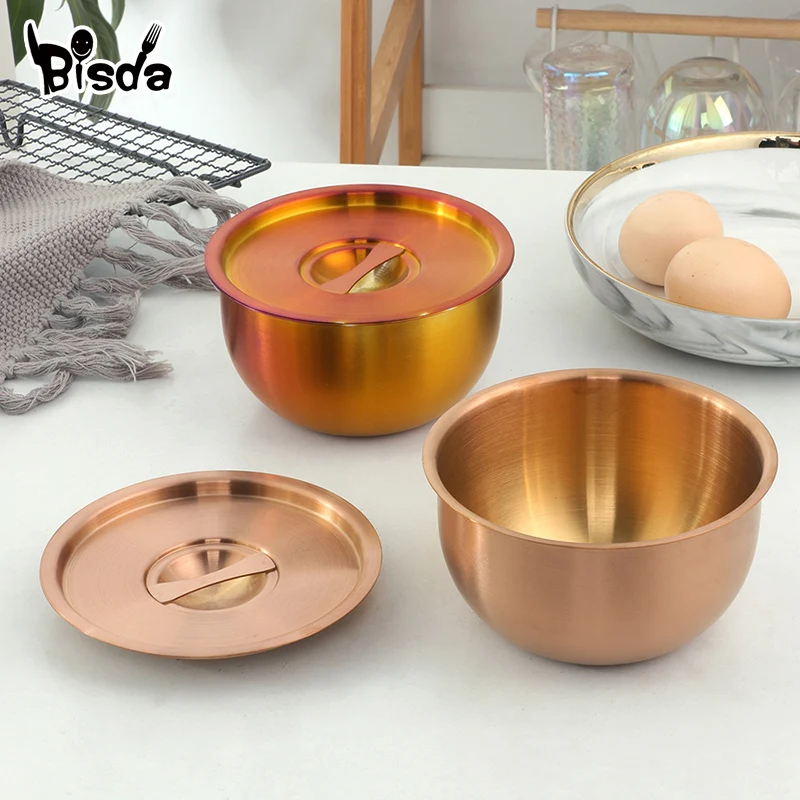 18/8 Stainless Steel Dessert Steamed Egg Bowl With Lid Children Food Rice Soup Bowl Household Stew Cup Bowl Salad Container