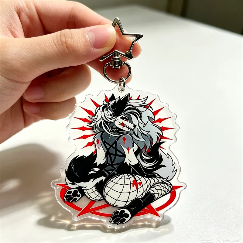 Helluva Boss Loona Hellhound Furry Acrylic Keychain Star Clear Bag Charm Double Sided Anime Pendant Gift For Hazbin Hotel Fans