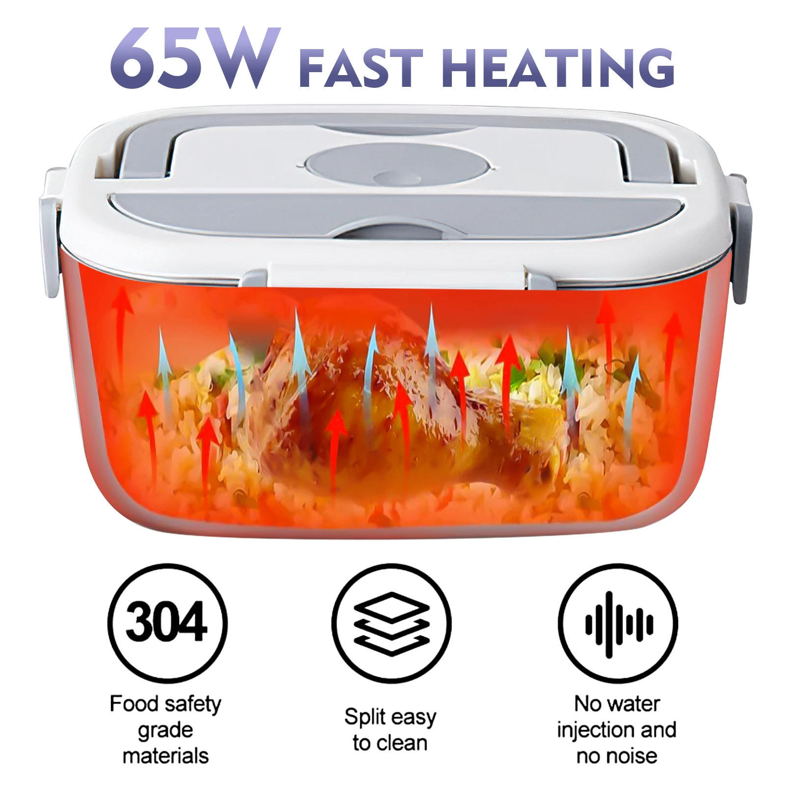 Electric Lunch Box 65W Food Warmer Heater Lunch Boxes for Adults for Car/Truck Portable Food Heating Boxes Container 1.5L