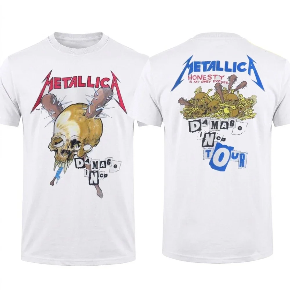 2026 Metallica Damage Inc Tour T-shirt Double Sided Print Unisex Cotton Short Sleeve Heavy Metal Band Skull Graphic Tee