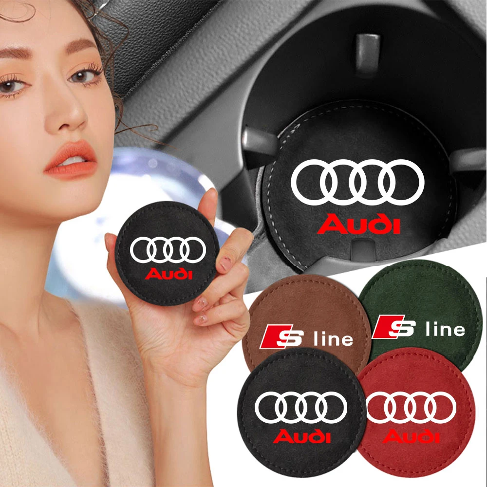 1/2pc Cup Holder Pad PU Leather Slot Non-slip Coaster Mat Center Cover For Audi A4 b3 8P A6 B7 B6 C6 S Q5 C5 A1 Q3 C8 TT Sline R