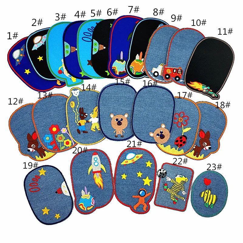 11-23pcs Iron On Denim Patches Sewing Knee Repair Patches Jeans Patch Iron on for Clothing Embroidered Badge DIY Sewing Repair